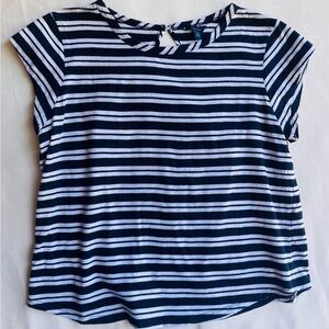 Nautica Navy and White Striped Cap Sleeve Tee